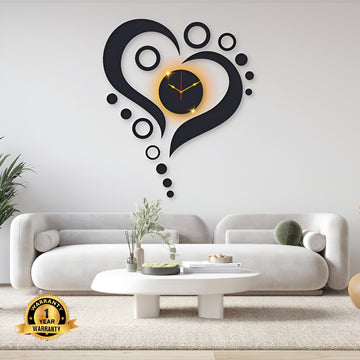 Heart Shape Wall Clock with Backlight
