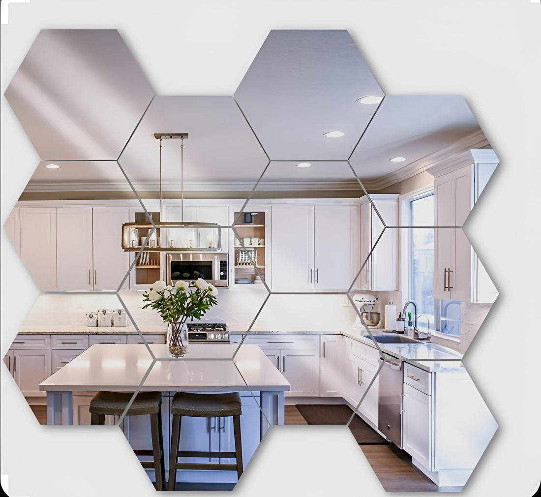 Pack of 24 Hexagon Acrylic Mirror Wall Stickers